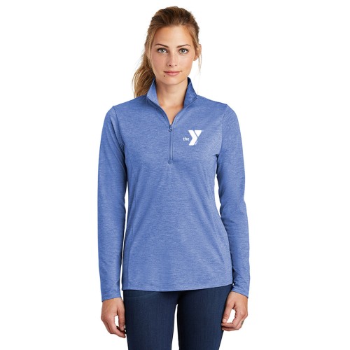 Ladies Tri-Blend Wicking 1/4-Zip Pullover - Screen Printed