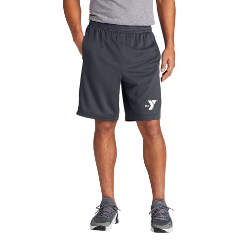 Mens Closed-Hole Mesh Short with Pockets - Screen Printed