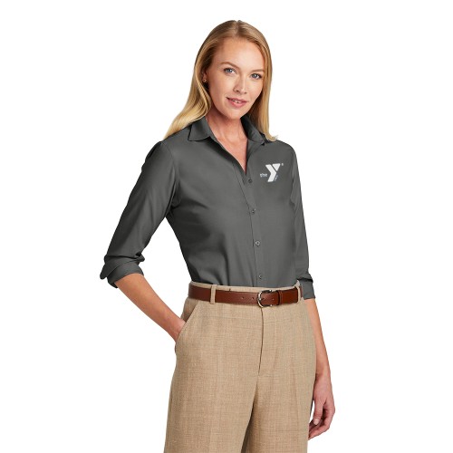 Women's Brooks Brothers® Wrinkle-Free Stretch Nailhead Shirt - Embroidered Y Logo