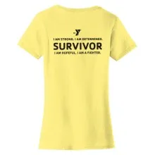 Ladies Soft Ring Spun 100% Cotton Tee - front/back - (Left Chest Y Logo)  I Am Strong-LiveStrong - Back